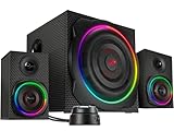 Speedlink GRAVITY CARBON RGB 2.1 Soundsystem Bluetooth - PC Lautsprecher mit Subwoofer aus Holz,...