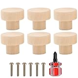 WOLMIK 6 Stück Möbelknöpfe Holz, Schubladenknopf Möbelknöpfe, 30 x 23 mm Holzknöpfe für...