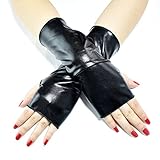 Hangsu Modische Hip-Hop-Handschuhe, fingerlos, glänzende Lederhandschuhe, Punk, kurze Handschuhe,...