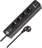 Brennenstuhl Ecolor Steckdosenleiste 4-Fach mit USB-Ladebuchse (Mehrfachsteckdose mit 2X USB C,...