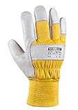 (12 Paar) teXXor Handschuhe Winterhandschuhe Himalaya II 12 x Leder Natur/Drell gelb M/8