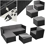 tectake® Poly Rattan Lounge, Outdoor Gartenmöbel Set mit Sofa, Sessel, Hocker und Tisch, variabel...