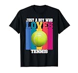 Just A Boy Who Loves Tennis Player Kid Fun Play Set Match T-Shirt