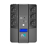 a-TroniX® USV Steckdosenleiste, UPS Backup Socket 800VA 480W, 6 Schuko Ausgängen, LCD-Display,...