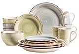 MÄSER 931603 Bel Tempo II 16-teiliges Vintage Geschirr Set für 4 Personen Blau, handbemaltes...
