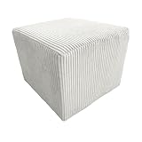 Extrasen Hocker Wohnzimmer Sitzhocker - Quadratisch 40 x 40 cm - Sofahocker - Dünner Cord Ecru