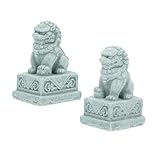 WOONEKY 2 Stücke Teiliges Harz Stein Aquarium Chinesischer Wächterlöwe Farbecht Sicher für...