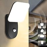 qfzwj LED Aussenlampe mit Bewegungsmelder,IP65 Aluminium Wandleuchte aussen,Schwarz Außenlampe,18W...