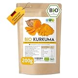EWL Naturprodukte Kurkuma Pulver BIO, 200g Kurkuma Bio Pulver fein gemahlen, Curcuma Pulver aus...