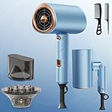 Haartrockner mit Diffusor, 2000W Ionen Föhn, 3 Heizstufen, Kaltluft-Taste, Klappbar Reiseföhn für...