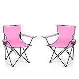 BigDean 2X Faltstuhl PINK Campingstuhl Anglerstuhl mit Getränkehalter & Tragetasche - Anglersessel...