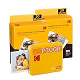 KODAK Mini 3 Retro 4Pass tragbarer Fotodrucker (7,6 x 7,6 cm) – Paket mit 68 Blättern, Gelb