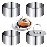 HOLEMZ Mini-Kuchenring Formen Edelstahl Runde Mousse-Ring-Set 8cm Durchmesser mit Presse Heber...