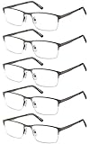 Amcedar 5 stuks Lesebrille Herren Quadratischer Rahmen Metall Grau Edelstahl Material...