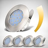 B.K.Licht - 5er Set Bad LED Einbaustrahler 230V 5,5W ultraflach dimmbar IP44, 60mm Lochmass,...