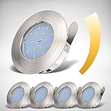 B.K.Licht - 5er Set LED Bad Einbaustrahler 230V flach, warmweiße Lichtfarbe, Lochmass 60mm, LED...