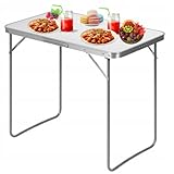 KRUMAD Campingtisch Klappbar 70x50x60 cm, Gartentisch Ausziehbar, Klapptisch Camping, Wetterfest und...