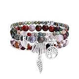 Dochais 3 Stück Boho Armbänder Damen, Yoga Armband Damen Chakra, Verstellbares Bohemian Armband,...