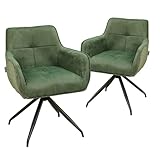 AVISSIMO Castira Esszimmerstuhl mit Armlehnen, Stoffbezug, 180° drehbar mit Rückholfunktion,...