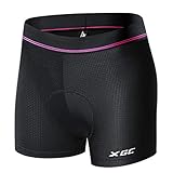 XGC Damen Radunterhose Radsportshorts Fahrradhosen mit elastische atmungsaktive 4D Gel Sitzpolster...