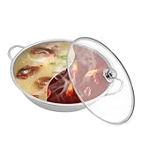 Edelstahl Kochtopf, 35cm Hot Pot mit Glasdeckel, Suppentopf Fleischtopf Nudeltopf Spaghettitopf,...