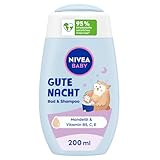 NIVEA BABY Gute Nacht Bad & Shampoo, mildes Babyshampoo & Duschgel mit Mandelöl, Vitamin E, B5 und...