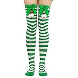 Festliche Weihnachts Strümpfe mit Schleifen Verzierung Elegante Overknee Socken für Cosplay Partys...