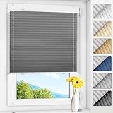 Allesin Plissee ohne Bohren verdunkelung, Thermo plissee 100% verdunklung,Grau 35x100cm(BxH)...