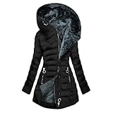 EMATOP Wintermantel Damen Warm Gefüttert Steppjacke Lange Elegant Damenmantel Winter Langarm Parka...