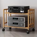 HiFi-Regal aus Holz mit 4 Ebenen, 123 cm hoch, Unterhaltungsständer für Lautsprecher und...