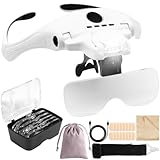 RDDAIPE Lupenbrille mit Licht, USB Ladung Kopfbandlupe mit 4 Led Licht und 2 Einstellbarer...