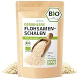 Flohsamenschalen Gemahlen Bio 500g, 99% Reinheit in Deutschland kontrolliert und abgefüllt, Vegan...