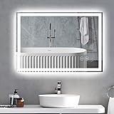 Mippam Badspiegel mit Beleuchtung, LED Badspiegel beschlagfrei mit Touchschalter und...