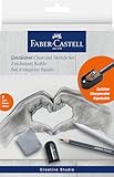 FABER-CASTELL 114006 - Zeichenset Goldfaber Charcoal, 8-teilig, inkl. Kohlestifte, Spitzer,...