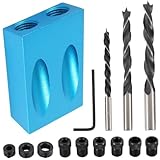 Taschenlochlehre, Taschenloch-Schraublehre, Dübelbohrer, Schreinerei-Set, Tischler, Holz,...