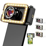 APEXEL Makro-Objektiv für Handy, 3-in-1 Handy-Kamera-Makro-Objektiv mit LED-Fülllicht +...