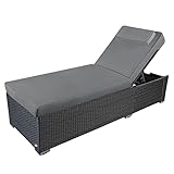 RS Trade Sonnenliege Verona High Silber/Grau - Outdoor Liege mit beständigem Poly-Rattan-Geflecht -...