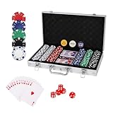 PLAYWUS Pokerset inkl. 2X Pokerdecks, 5X Würfel, Dealer/Small Blind/Big Blind Button, Pokerspiel...
