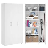 Bellamio Apol Mehrzweckschrank Weiß – Besenschrank 90 cm breit mit Stauraum – Putzschrank mit...