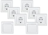 ChiliTec Steckdose Schalter Unterputz DELPHI Set - 6 x Steckdose, 2 x Schalter mit Rahmen...