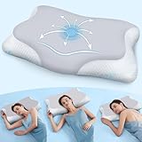 CloudÉtoile Orthopädisches Kissen Memory Foam Kissen ‑ 2‑in‑1 Ergonomisches Kopfkissen für...