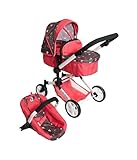 Bayer Chic 2000® 3in1 Kombi Puppenwagen Linus - Butterfly Koralle - faltbar, höhenverstellbarer...