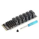 Plyisty 6 Port M.2 zu SATA 3.0 Adapterkarte, 6 Gbit/s Ph516 ASM1166 M.2 M Key PCIE 3.0 zu SATA...