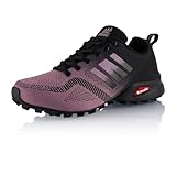 Fusskleidung® Damen Herren Wanderschuhe Bequeme Trail Running Trekkingschuhe Lila Schwarz EU 37