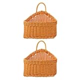 DIYEAH 2 Stück Hängekörbe aus Weide im Landhausstil für die Küche, zur Aufbewahrung von Obst,...