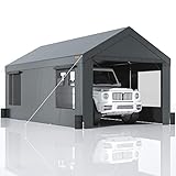 VEVOR Zeltgarage 3,7 x 6 x 2,96 m Garagenzelt aus 180 g/m² doppelseitig beschichtetes PE und...