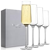 Yaschmo Champagnerflöten-Set mit 4 Kristallgläsern, 237 ml, Champagnergläser, für Zuhause,...