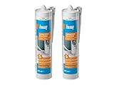 Knauf Sanitär-Silicon Zweierpack, Bad & Dusche – dauerelastischer Silikon-Dichtstoff, schnell...