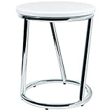 Badhocker Salina außergewöhnliches Design Metall Chrom glänzend Sitzfläche weiß rund Badezimmer...