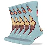 TPDHJK 5 Paar atmungsaktive Socken mit Eiscreme-Aufdruck, Winter-Thermosocken für Damen, coole...